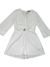 Zara Knotted Front Romper Womens Color Oyster Size S