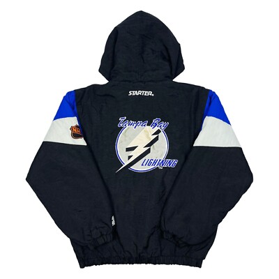 Vtg Rare NHL Tampa Bay Lightning Black Starter Puffer Jacket Men