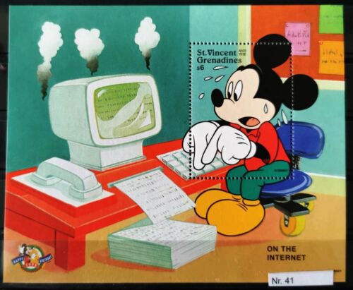 DD41 St.Vincent Grenadine MNH Disney Cartoni Animati Animazione Topolino su Internet - Foto 5 di 6