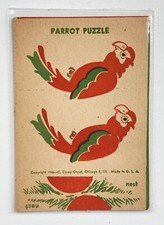 1946 Vintage Premium Cracker Jack Prize Carey Cloud Parrot Puzzle Toy