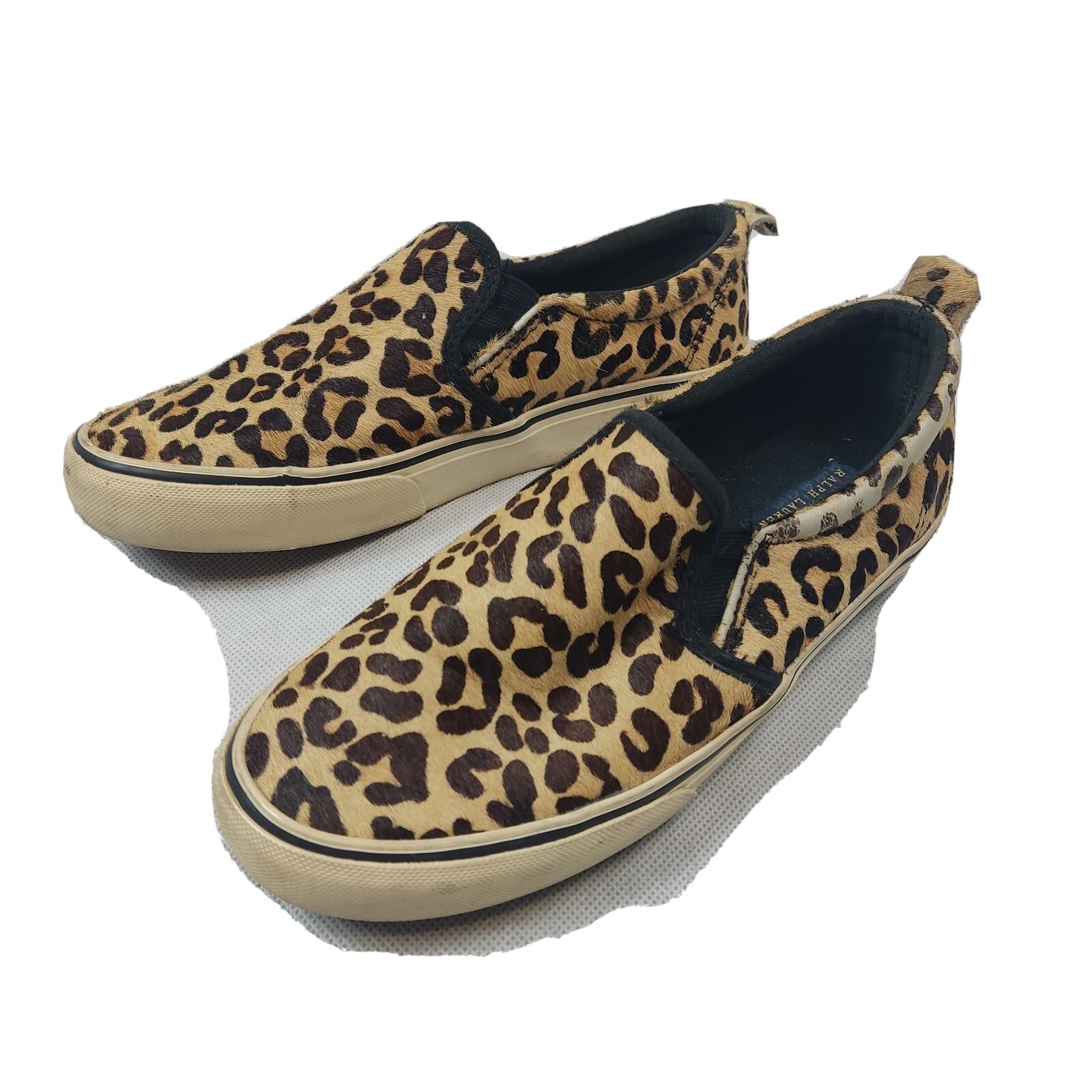 Scarpe da ginnastica Ralph Lauren donna taglia 3 5 pony hair stampa leopardata slip on