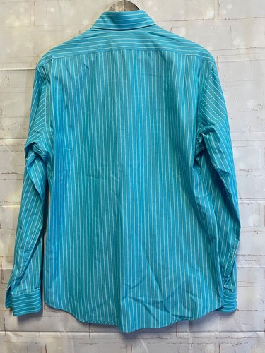 Camisa de vestir grande para hombre Polo by Ralph Lauren hecha a medida de dos capas azul a rayas - Imagen 6 de 6