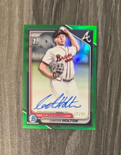 2024 Bowman Chrome Draft CARTER HOLTON AUTO RC Green Refractor /99 Braves
