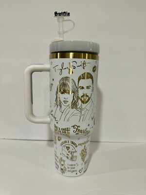 40oz Laser Engraved Tumbler NFL Chiefs 87 Travis Kelce Taylor Swift Karma Theme