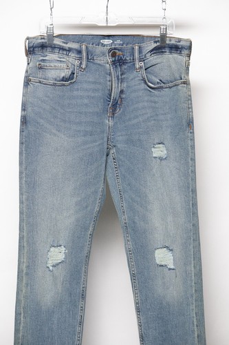 Old Navy Men’s Slim Built-In Flex Distressed Jeans Size 32x30 Light Wash Denim - Picture 3 of 15