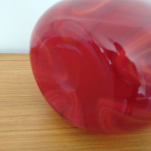 Vintage MCM 1960s Italian Hand Blown Red Ribbon Art Glass Vase Large 35cm 2.15kg - Picture 13 of 17