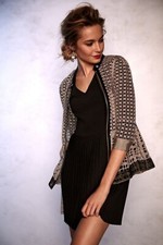 Anthropologie New Ganni Black Dress Cross Knit Top Pleated Skirt Size S NWT