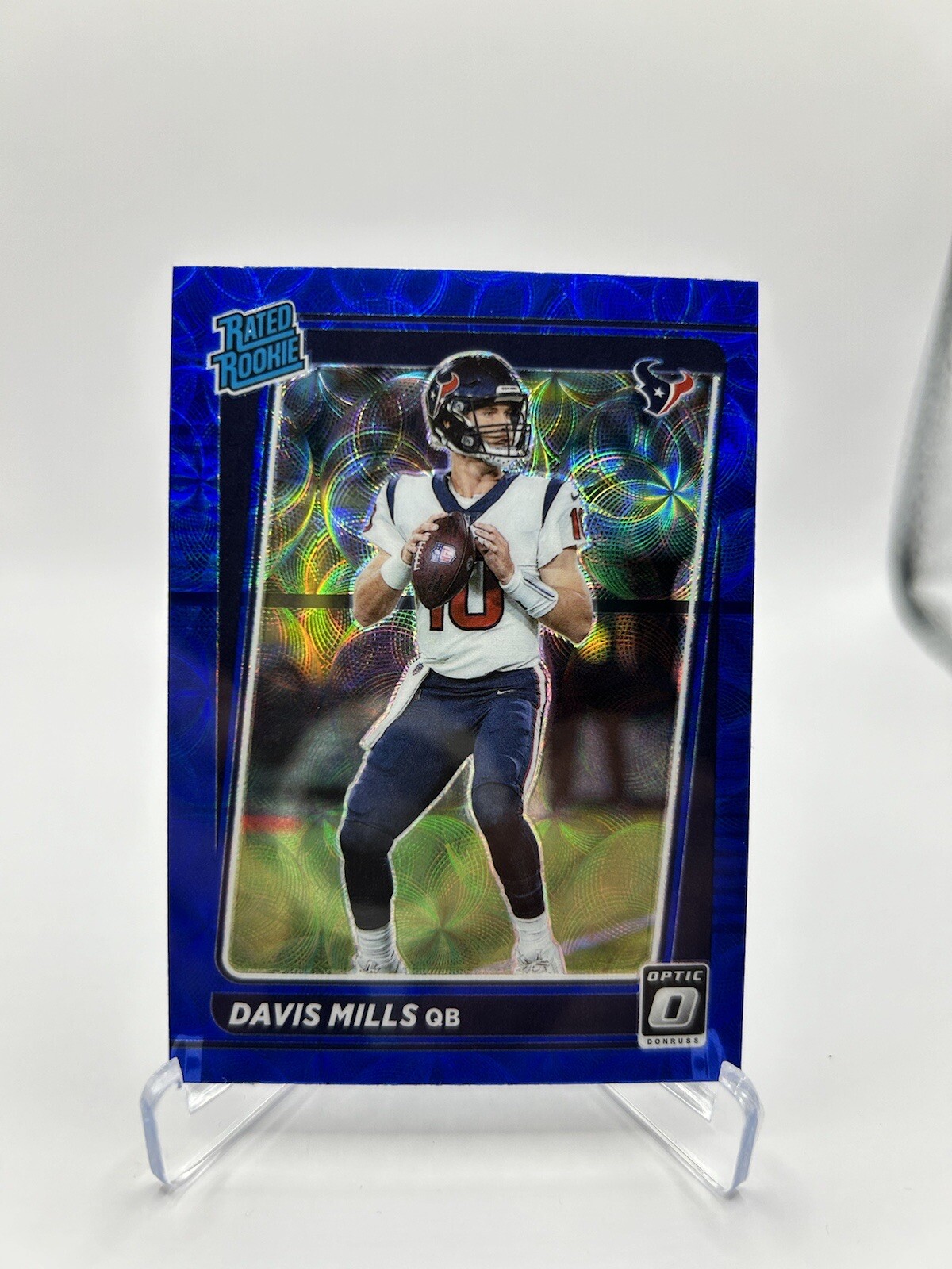 2021 Donruss Optic Davis Mills Blue Scope Prizm Rated Rookie RC #222 Texans