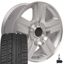 20 Silver 5291 Wheels 27555r20 Tires Tpms Set Fit Silverado Tahoe Suburban