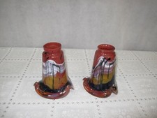 Pair of Hand Blown Glass Tulip Shades Art Deco Brown Multi