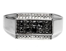 Men's White Gold Finish Genuine Round Diamond Pave Wedding Fashion Band Ring