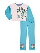365 Kids From Garanimals Girls Colorblock Sweatshirt  Unicorn Pants Set Size 8