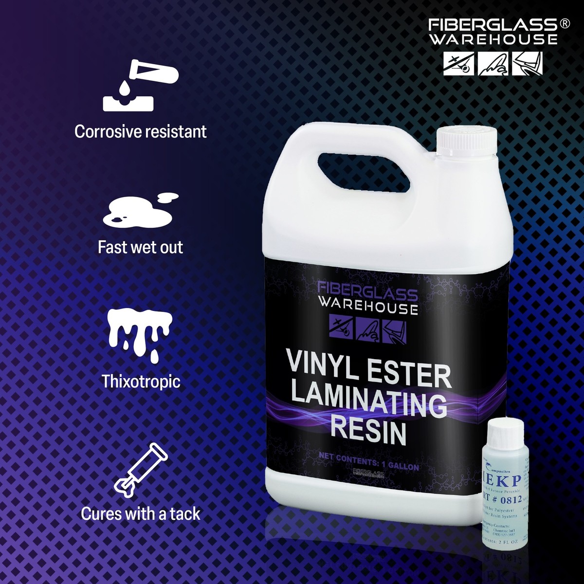 Vinyl Ester Resin - 1 Gallon Kit With Catalyst (MEKP), For Fiberglass, Boat Repair & Composite Projects 3 thumbnail image