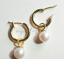 7-8mm natural akoya white AAA round pearl ear...