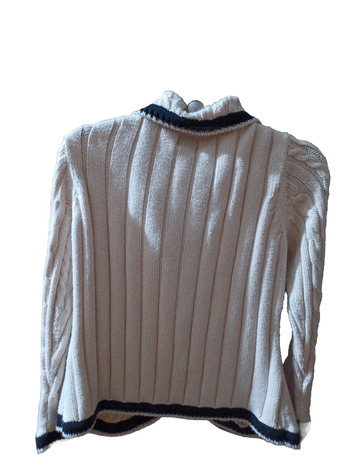 Pure HandKnit Sweater Jacket  Ivory Cotton Pocket… - image 2
