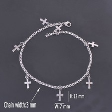 Stainless Steel Cross Charm Bracelet 7.75 inches