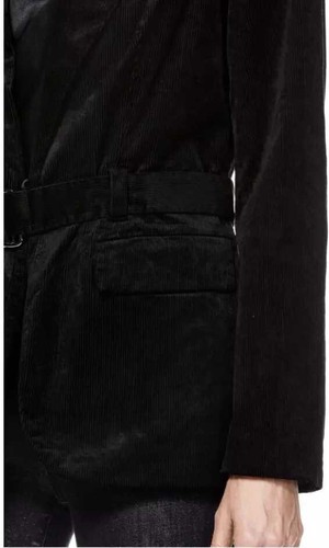 NWT Paige Sorrenti Stretch Velvet Corduroy Belted Blazer Jacket Black Size S - Picture 3 of 20