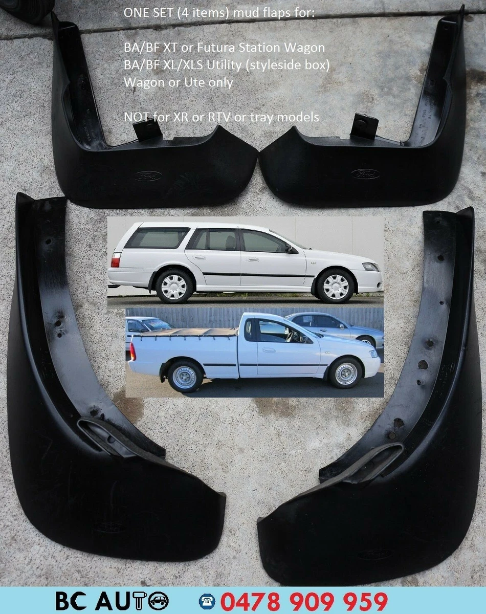 BA BF Ford Full Set Front Rear Falcon Ute Wagon Flap Genuine Mudflap Mud Flaps