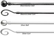 Extending Extendable Metal Curtain Pole Finials Rings & Fixings Included 13-16mm