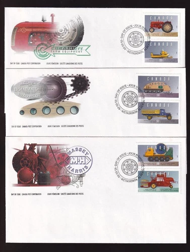 Canada OFDC 1995 Historic Farm & Frontier Vehicles, set of 3 sc#1552 a-f