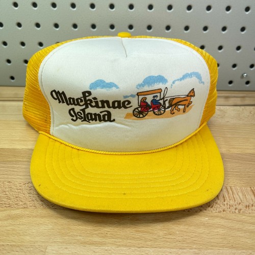 Yellow Trucker Hat Cool Vtg Cap 