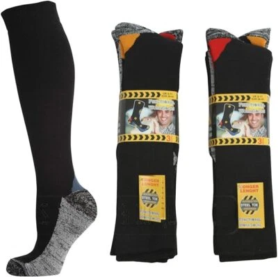 WISHWISE Men's Functional Knee High Socks Long Length Cotton Rich Work Socks Size 6-11 UK