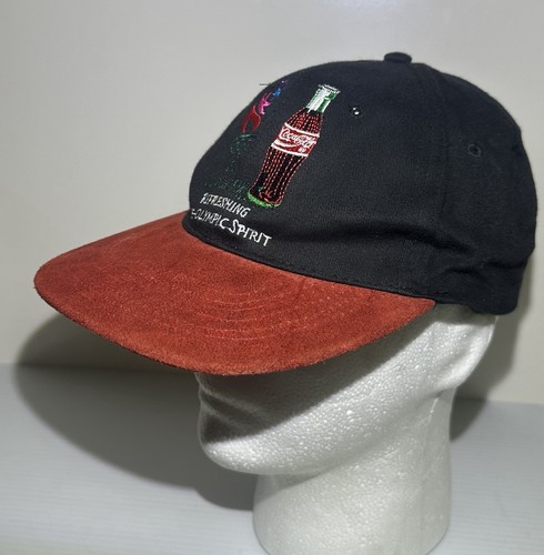 Coca Cola 1996 Atlanta Olympics Vintage Baseball Hat Cap Black Adjustable Strap - Foto 4 di 9