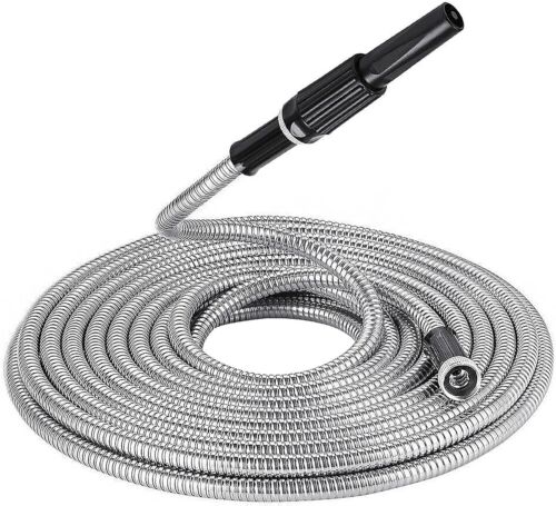25FT / 50FT Stainless Steel Metal Garden Water Hose Flexible Heavy Duty Pipe US - Picture 8 of 14