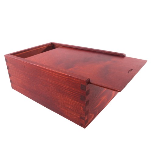 Hand-Stained Wooden Sliding Lid Box Crafts Arts Keepsakes Organiser|Mahogany - Picture 5 of 7