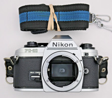 Nikon FG-20 35mm Film SLR Camera Body Silver   Tested Working   Light Meter OK