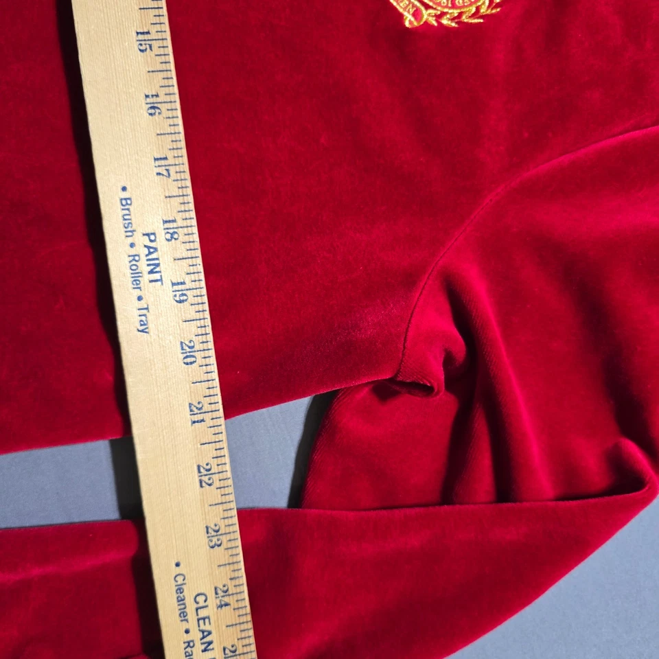 Lauren Ralph Lauren Active women Red Velvet Jacket sweatshirt crest 1X zip logo - Image 4 of 4