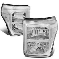 Fit 2011-2016 Ford Super Duty Pair Chrome Housing Clear Corner Headlight/Lamp
