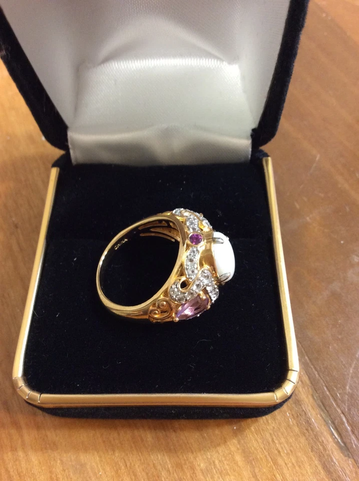 ANILLO VICTORIA WIECK PLATA ESTERLINA 925 CABUJÓN ÓPALO TOPACIO TRANSPARENTE AMATISTAS TALLA 6 Foto 4 de 4