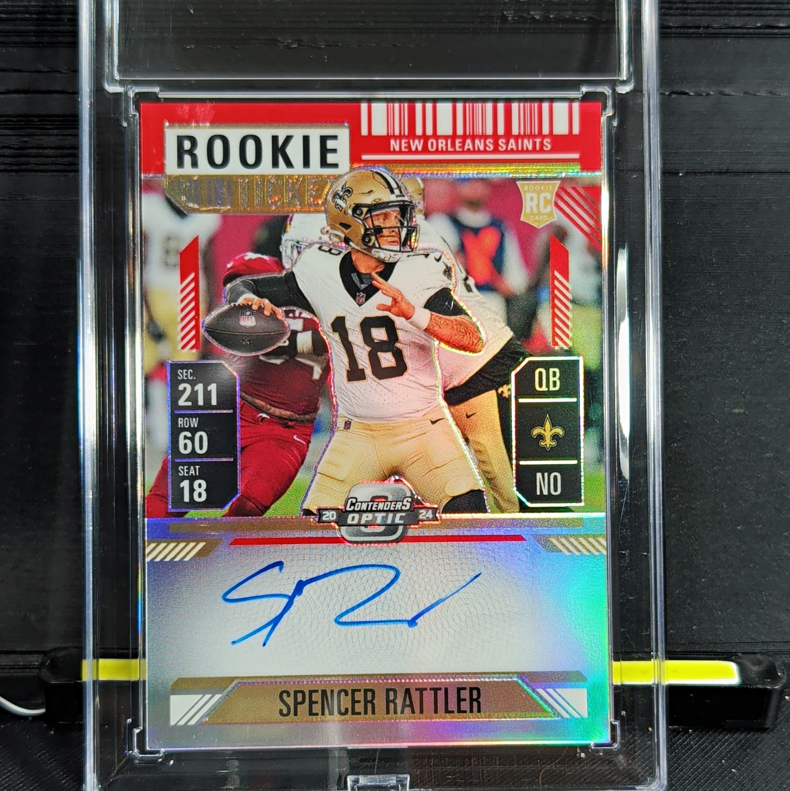 Panini 2024 Contenders Optic Spencer Rattler RC Auto Red Prizm /175 #116
