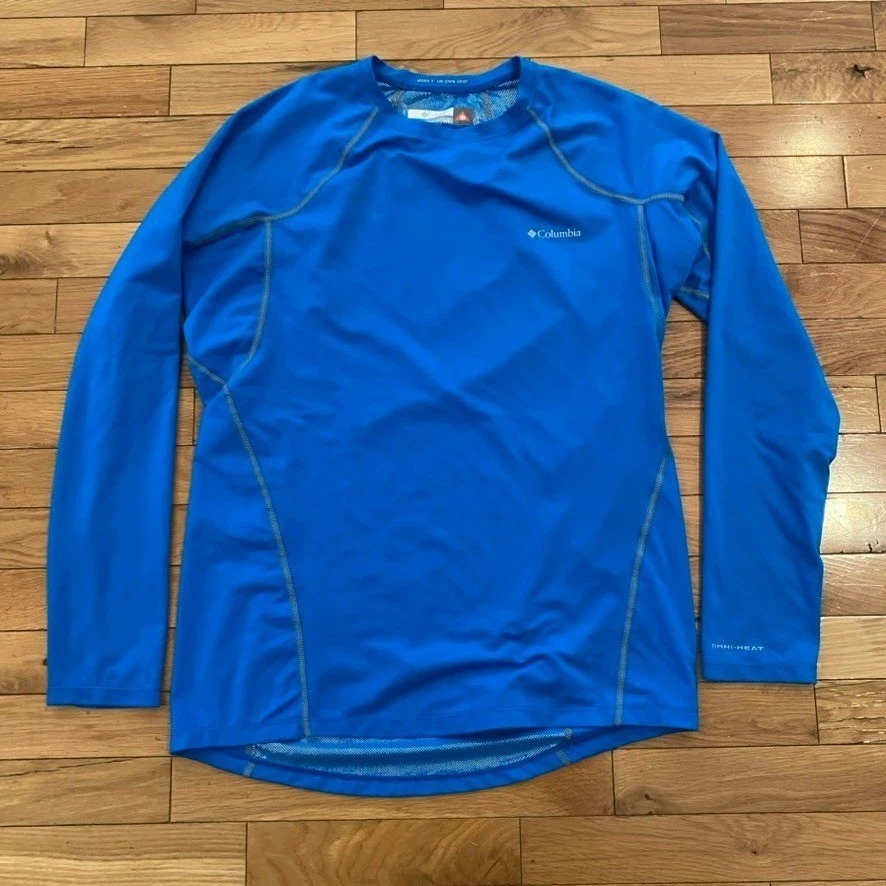 Columbia Omni-Heat Blue Long Sleeve Base Layer Mens Large Thermal Shirt