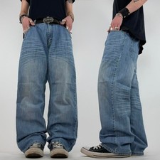 Vintage y2k baggy wide leg faded stonewash grunge archive jeans