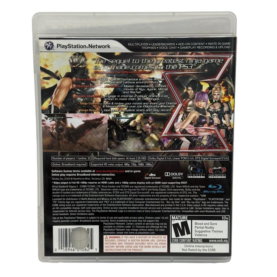 Ninja Gaiden: Sigma 2 (Sony Playstation 3/PS3) - COMPLETO/CIB Foto 2 de 4