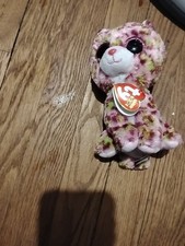 Ty Beanie Boos Lainey Pink Spotted Leopard Cat 6" with Glitter Eyes