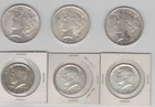 Silver Peace Dollars & Silver Kennedy Halves (all UNC 90% silver)