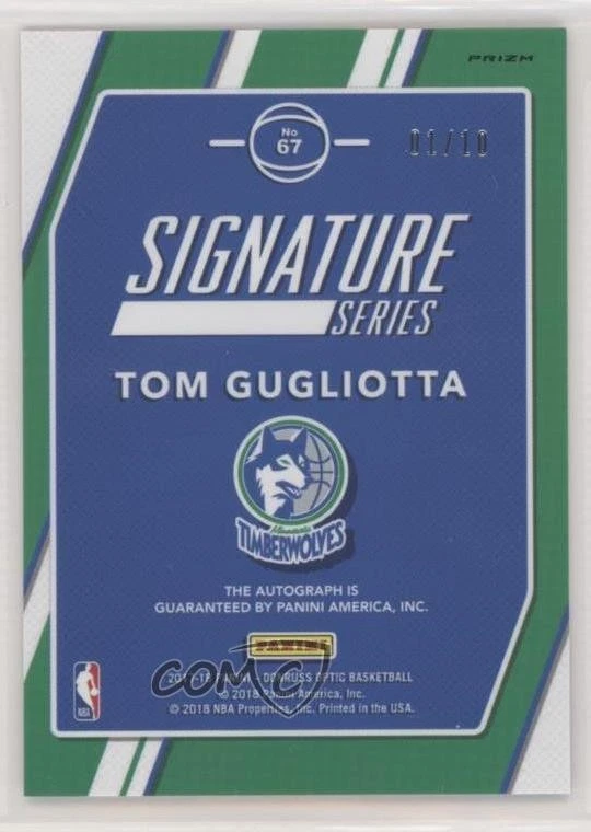 2017 Panini Donruss Optic Signature Series Gold Prizm /10 Tom Gugliotta #67 Auto - Image 2 of 2
