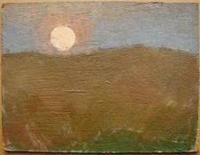 Ukrainian Soviet USSR Oil Painting postimpressionism landscape sky sun gorizon