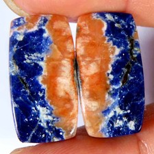 Coppia cuscini 20,05 ct 100% sodalite blu naturale cabina 11x22x4 mm pietra p...