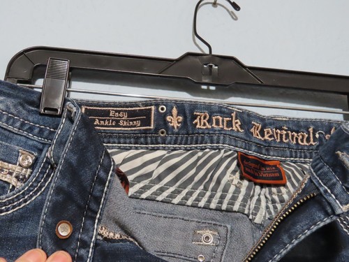 Rock Revival Iselin Easy Ankle Skinny 34 Distressed Pocket Blue Jeans 28" Schrittlänge - Bild 7 von 15