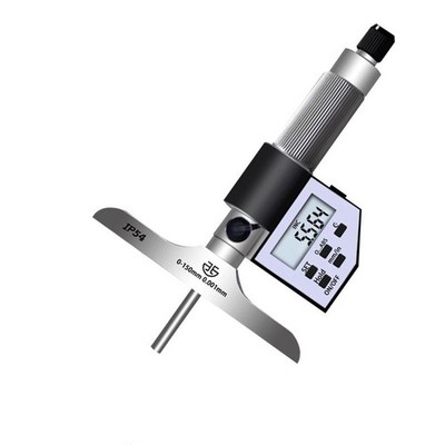 Digital Depth Micrometer Set 0-200mm, Carbide Tip Electronic Gauge LCD