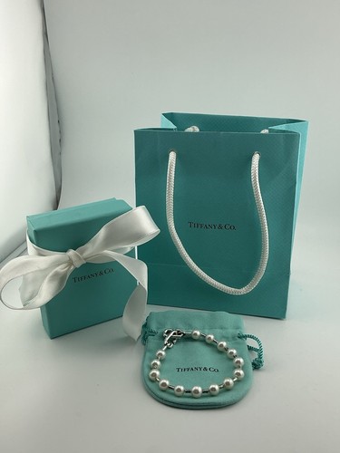 Tiffany & Co. HardWear Freshwater Pearl Bracelet Sterling Silver 7.5in Box Pouch