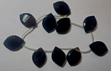 SHINY LEAF SHAPE 42X30 MM FACETED BLACK ONYX STRAND 10 PCS WHOLESALE!!!