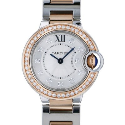 Cartier Ballon Bleu W3BB0009 Pink Gold Stainless Steel Diamond 28.0mm #YKW423