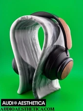 Stylish marbled resin headphone stand – sleek, modern, and built to impress.