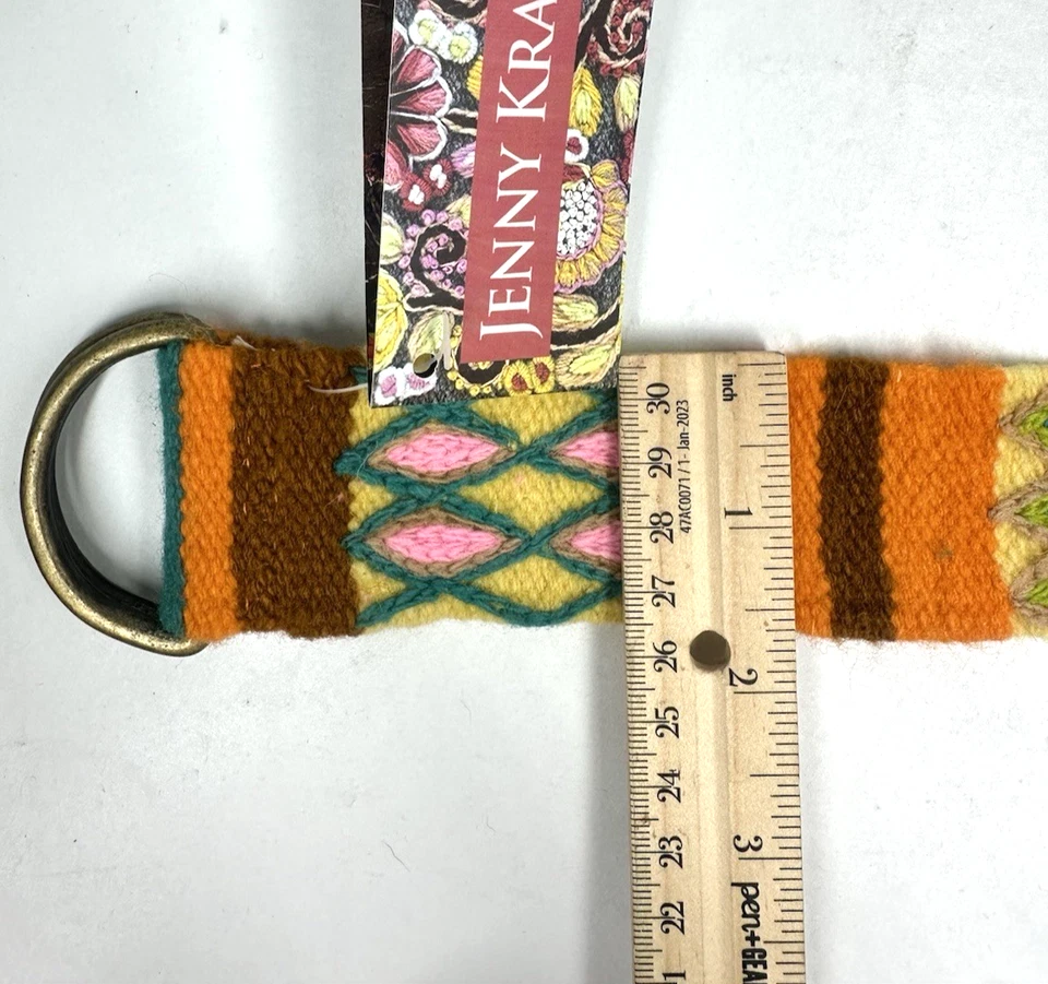 Cinturón de Lana Jenny Krauss Colorido Bordado Hecho a Mano Perú M Geométrico Foto 2 de 4