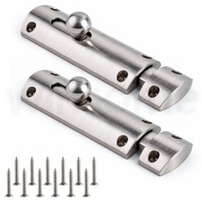 Stainless Steel Door Bolt Sliding Door Lock with Screws for Bathroom & Toilets